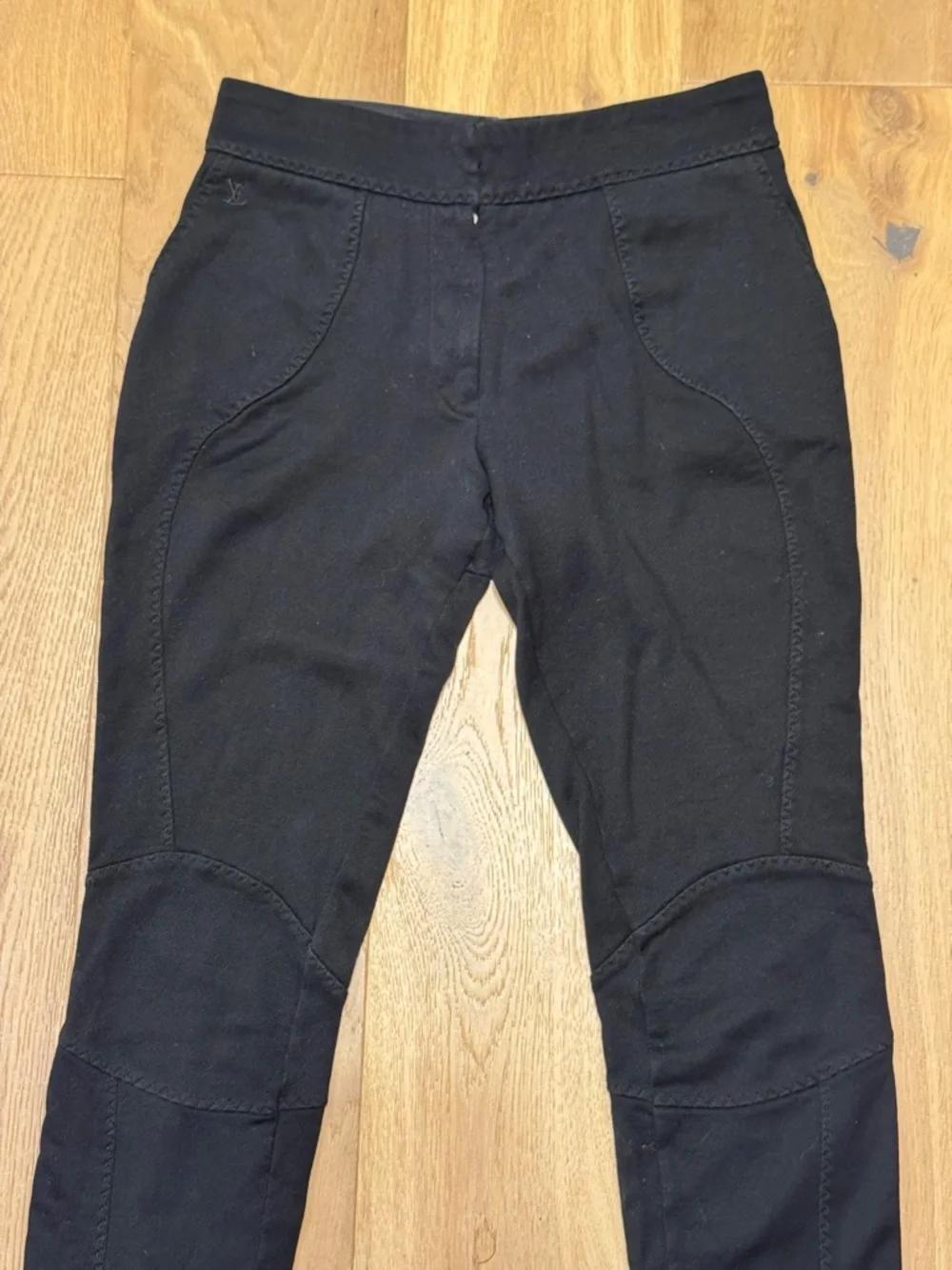 Louis Vuitton Womens Black Skinny Pants Hook And Eye Zip Ankle Size S